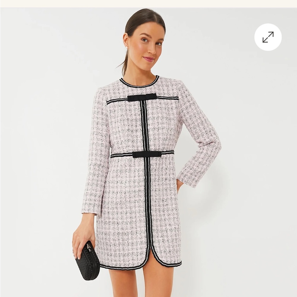 Pomander Place Pink Bow Tweed Brigitta Dress
